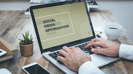 Social Media Optimization on a laptop