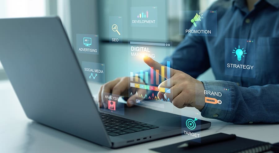 Digital Marketing development and goals strategy.Attract organic traffic for big sales. Digital marketing for promotion of products with social media, email, website and channel search engine.