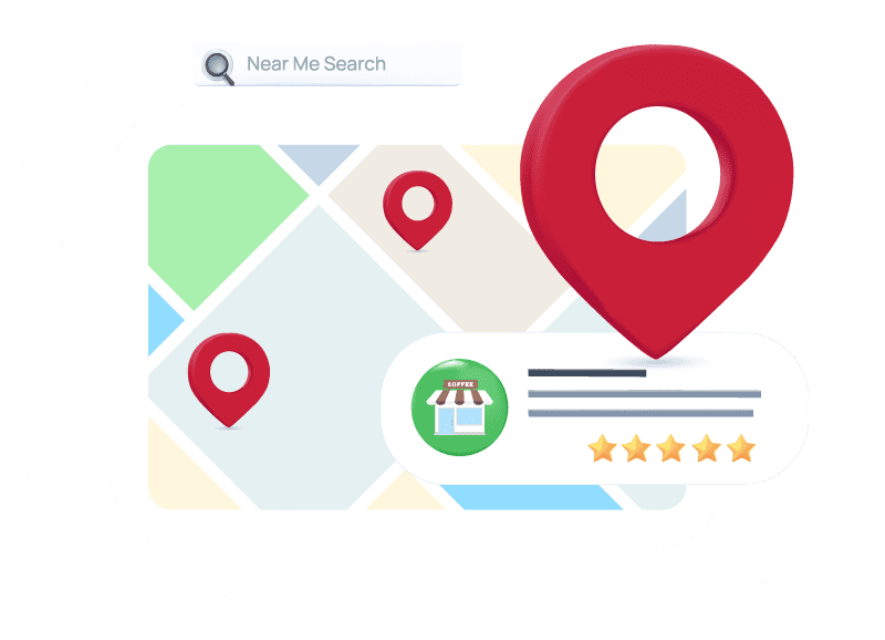 Cartoon Mockup of Local SEO Search Results