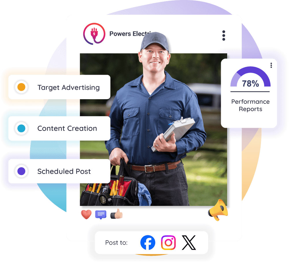 Social-Media-Hero-Pic Mockup of a social post for a electrician